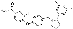 结构式 CAS# 1174130-61-0, 4-[4-[[(2S)-2-(3,5-二甲基苯基)-1-吡咯烷基]甲基]苯氧基]-3-氟苯甲酰胺