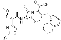[6R-[6alpha,7beta(Z)]]-1-[[7-[[(2-Amino-4-thiazolyl)(methoxyimino)acetyl]amino]-2-carboxy-8-oxo-5-thia-1-azabicyclo[4.2.0]oct-2-en-3-yl]methyl]-5,6,7,8-tetrahydroquinolinium molecular structure (CAS 118443-88-2)