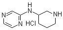 结构式 CAS# 1185307-47-4, N-3-哌啶基-2-氨基吡嗪盐酸盐