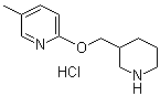structure of CAS# 1185308-79-5, 5-Methyl-2-(3-piperidinylmethoxy)pyridine hydrochloride