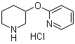 结构式 CAS# 1185310-55-7, 2-(3-哌啶基氧基)吡啶盐酸盐