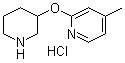 4-Methyl-2-(3-piperidinyloxy)pyridine hydrochloride molecular structure (CAS 1185310-94-4)