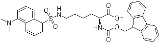 结构式 CAS# 118584-90-0, N-Fmoc-N'-丹磺酰基-L-赖氨酸; N-芴甲氧羰基-N'-丹磺酰基-L-赖氨酸