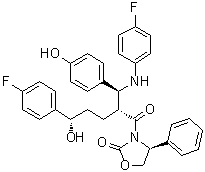 (4S)-3-[(2R,5S)-5-(4-Fluorophenyl)-2-[(S)-[(4-fluorophenyl)amino](4-hydroxyphenyl)methyl]-5-hydroxy-1-oxopentyl]-4-phenyl-2-oxazolidinone molecular structure (CAS 1185883-40-2)
