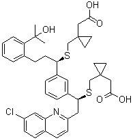 1-[[[(1R)-1-[3-[(1S)-1-[[[1-(Carboxymethyl)cyclopropyl]methyl]thio]-2-(7-chloro-2-quinolinyl)ethyl]phenyl]-3-[2-(1-hydroxy-1-methylethyl)phenyl]propyl]thio]methyl]cyclopropaneacetic acid molecular structure (CAS 1187586-58-8)