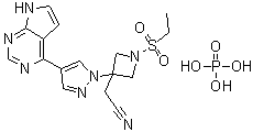 [1-(Ethylsulfonyl)-3-[4-(7H-pyrrolo[2,3-d]pyrimidin-4-yl)-1H-pyrazol-1-yl]azetidin-3-yl]acetonitrile phosphate molecular structure (CAS 1187595-84-1)