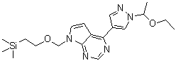 4-[1-(1-Ethoxyethyl)-1H-pyrazol-4-yl]-7-[[2-(trimethylsilyl)ethoxy]methyl]-7H-pyrrolo[2,3-d]pyrimidine molecular structure (CAS 1187595-88-5)