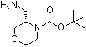 结构式 CAS# 1187929-79-8, (S)-3-(氨基甲基)吗啉-4-羧酸叔丁酯