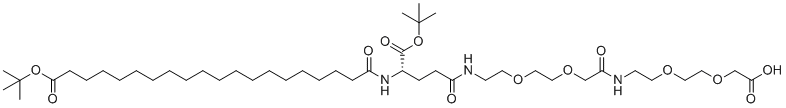 structure of CAS# 1188328-37-1, tBuO-Ara-Glu(AEEA-AEEA-OH)-OtBu;(S)-22-(tert-Butoxycarbonyl)-45,45-dimethyl-10,19,24,43-tetraoxo-3,6,12,15,44-pentaoxa-9,18,23-triazahexatetracontanoic acid