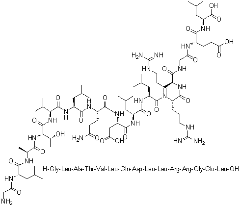 Glycyl-L-leucyl-L-alanyl-L-threonyl-L-valyl-L-leucyl-L-glutaminyl-L-alpha-aspartyl-L-leucyl-L-leucyl-L-arginyl-L-arginylglycyl-L-alpha-glutamyl-L-leucine molecular structure (CAS 1188512-70-0)
