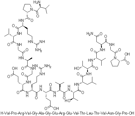 L-Valyl-L-prolyl-L-arginyl-L-valylglycyl-L-alanylglycyl-L-alpha-glutamyl-L-arginyl-L-alpha-glutamyl-L-valyl-L-threonyl-L-leucyl-L-threonyl-L-valyl-L-asparaginylglycyl-L-proline molecular structure (CAS 1188512-77-7)
