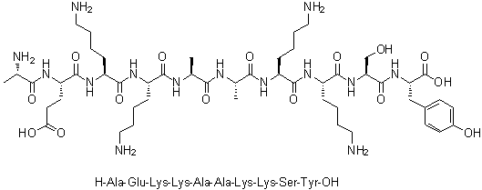 L-Alanyl-L-alpha-glutamyl-L-lysyl-L-lysyl-L-alanyl-L-alanyl-L-lysyl-L-lysyl-L-seryl-L-tyrosine molecular structure (CAS 1188513-06-5)