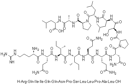 L-Arginyl-L-glutaminyl-L-isoleucyl-L-isoleucyl-L-glutaminyl-L-glutaminyl-L-asparaginyl-L-prolyl-L-seryl-L-leucyl-L-leucyl-L-prolyl-L-alanyl-L-leucine molecular structure (CAS 1188513-30-5)