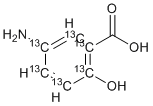 美沙拉嗪 13C6分子结构 (CAS 1189709-96-3)