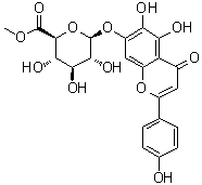 5,6-Dihydroxy-2-(4-hydroxyphenyl)-4-oxo-4H-1-benzopyran-7-yl beta-D-glucopyranosiduronic acid methyl ester molecular structure (CAS 119262-68-9)