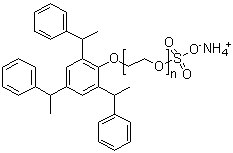 Polyethylene glycol 2,4,6-tris(1-phenylethyl)phenyl ether sulfate ammonium salt molecular structure (CAS 119432-41-6)