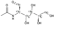 结构式 CAS# 1194446-34-8, 2-乙酰氨基-2-脱氧-D-(13C6)吡喃葡萄糖