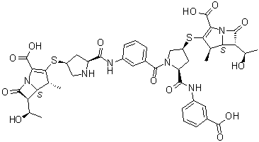 (4R,5S,6S)-3-[[(3S,5S)-1-[3-[[[(2S,4S)-4-[[(4R,5S,6S)-2-Carboxy-6-[(1R)-1-hydroxyethyl]-4-methyl-7-oxo-1-azabicyclo[3.2.0]hept-2-en-3-yl]thio]-2-pyrrolidinyl]carbonyl]amino]benzoyl]-5-[[(3-carboxyphenyl)amino]carbonyl]-3-pyrrolidinyl]thio]-6-[(1R)-1-hydroxyethyl]-4-methyl-7-oxo-1-azabicyclo[3.2.0]hept-2-ene-2-carboxylic acid molecular structure (CAS 1199797-43-7)