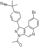 2-(4-(3-Acetyl-8-bromo-3H-pyrazolo[3,4-c]quinolin-1-yl)phenyl)-2-methylpropanenitrile  molecular structure (CAS 1201643-72-2)