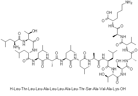 L-Leucyl-L-threonyl-L-leucyl-L-leucyl-L-alanyl-L-leucyl-L-leucyl-L-alanyl-L-leucyl-L-threonyl-L-seryl-L-alanyl-L-valyl-L-alanyl-L-lysine molecular structure (CAS 1202039-60-8)