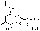 cis-4-(Ethylamino)-5,6-dihydro-6-methyl-4H-thieno[2,3-b]thiopyran-2-sulfonamide 7,7-dioxide monohydrochloride molecular structure (CAS 120279-37-0)