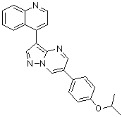 structure of CAS# 1206711-16-1, 4-[6-[4-(1-Methylethoxy)phenyl]pyrazolo[1,5-a]pyrimidin-3-yl]quinoline;DMH 1