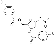 2-Deoxy-D-erythro-pentofuranose 1-acetate 3,5-bis(4-chlorobenzoate) molecular structure (CAS 1207459-15-1)