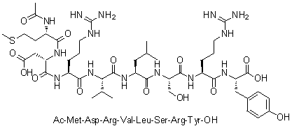 N-Acetyl-L-methionyl-L-alpha-aspartyl-L-arginyl-L-valyl-L-leucyl-L-seryl-L-arginyl-L-tyrosine molecular structure (CAS 120944-71-0)