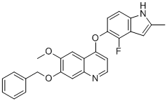 4-(4-fluoro-2-methyl-1H-indol-5-yloxy)-6-methoxy-7-benzyloxyquinoline molecular structure (CAS 1210828-43-5)