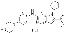 7-Cyclopentyl-N,N-dimethyl-2-[[5-(1-piperazinyl)-2-pyridinyl]amino]-7H-pyrrolo[2,3-d]pyrimidine-6-carboxamide hydrochloride (1:1) molecular structure (CAS 1211443-80-9)