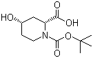 structure of CAS# 1212688-40-8, (2R,4S)-4-Hydroxypiperidine-1,2-dicarboxylic acid 1-(tert-butyl) ester;(2R,4S)-1-Boc-4-hydroxypiperidine-2-carboxylic acid