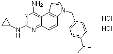 N3-Cyclopropyl-7-[[4-(1-methylethyl)phenyl]methyl]-7H-pyrrolo[3,2-f]quinazoline-1,3-diamine hydrochloride (1:2) molecular structure (CAS 1216720-69-2)