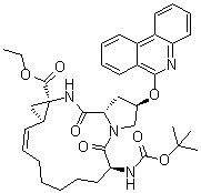 (2R,6S,12Z,13aS,14aR,16aS)-6-[[叔丁氧羰基]氨基]-1,2,3,6,7,8,9,10,11,13a,14,15,16,16a-十四氢-5,16-二氧代-2-(6-菲啶基氧基)-环丙烯并[e]吡咯并[1,2-a][1,4]二氮杂环十五碳七烯-14a(5H)-羧酸乙酯分子结构 (CAS 1216941-72-8)