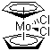 structure of CAS# 12184-22-4, Molybdocene dichloride;Bis(cyclopentadienyl)molybdenum(IV) dichloride; Bis(cyclopentadienyl)molybdenium(IV) dichloride