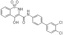 结构式 CAS# 1221971-47-6, N-(3',4'-二氯[1,1'-联苯]-4-基)-4-羟基-2H-1,2-苯并噻嗪-3-甲酰胺 1,1-二氧化物