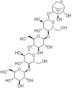 O-beta-D-Glucopyranosyl-(1→4)-O-beta-D-glucopyranosyl-(1→4)-O-beta-D-glucopyranosyl-(1→4)-O-beta-D-glucopyranosyl-(1→4)-1,6-anhydro-beta-D-glucopyranose molecular structure (CAS 122274-98-0)