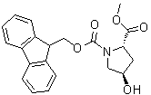 结构式 CAS# 122350-59-8, (2S-反式)-4-羟基-1,2-吡咯烷二甲酸 1-芴甲基酯 2-甲酯