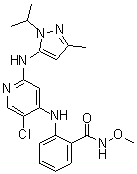 2-[[5-Chloro-2-[[3-methyl-1-(1-methylethyl)-1H-pyrazol-5-yl]amino]-4-pyridinyl]amino]-N-methoxybenzamide molecular structure (CAS 1224887-10-8)