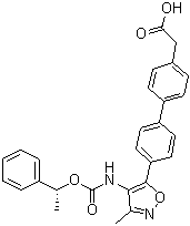 结构式 CAS# 1228690-36-5, [4'-[3-甲基-4-[[[((R)-1-苯基乙基)氧基]羰基]氨基]异恶唑-5-基]联苯-4-基]乙酸