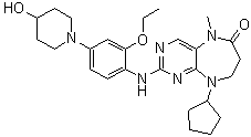 structure of CAS# 1228817-38-6, 9-Cyclopentyl-2-[[2-ethoxy-4-(4-hydroxypiperidin-1-yl)phenyl]amino]-5-methyl-8,9-dihydro-5H-pyrimido[4,5-b][1,4]diazepin-6(7H)-one;Mps1-IN-2