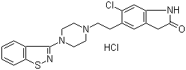 结构式 CAS# 122883-93-6, 5-[2-[4-(1,2-苯并异噻唑-3-基)-1-哌嗪基]乙基]-6-氯-1,3-二氢-2H-吲哚-2-酮盐酸盐