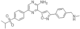 3-[3-[4-[(Methylamino)methyl]phenyl]-5-isoxazolyl]-5-[4-[(1-methylethyl)sulfonyl]phenyl]-2-pyrazinamine molecular structure (CAS 1232416-25-9)