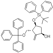 (1R,3R,4S)-4-[[(1,1-Dimethylethyl)diphenylsilyl]oxy]-2-methylene-3-[(triphenylmethoxy)methyl]cyclopentanol molecular structure (CAS 1233193-58-2)
