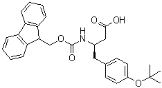 structure of CAS# 1233495-02-7, (betaR)-4-(1,1-Dimethylethoxy)-beta-[[(9H-fluoren-9-ylmethoxy)carbonyl]amino]benzenebutanoic acid