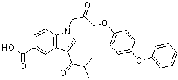 structure of CAS# 1233706-88-1, 3-(2-Methyl-1-oxopropyl)-1-[2-oxo-3-(4-phenoxyphenoxy)propyl]-1H-indole-5-carboxylic acid