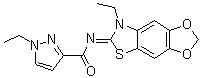 1-Ethyl-N-(7-ethyl-1,3-dioxolo[4,5-f]benzothiazol-6(7H)-ylidene)-1H-pyrazole-3-carboxamide molecular structure (CAS 1235676-72-8)
