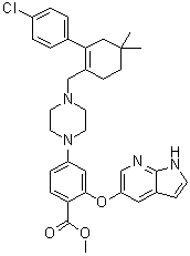 结构式 CAS# 1235865-76-5, 2-[(1H-吡咯并[2,3-b]吡啶-5-基)氧基]-4-[4-[[2-(4-氯苯基)-4,4-二甲基环己-1-烯基]甲基]哌嗪-1-基]苯甲酸甲酯