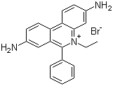 structure of CAS# 1239-45-8, Ethidium bromide;Homidium bromide; 3,8-Diamino-1-ethyl-6-phenylphenantridinium bromide