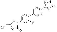 (5R)-5-(Chloromethyl)-3-[3-fluoro-4-[6-(2-methyl-2H-tetrazol-5-yl)-3-pyridinyl]phenyl]-2-oxazolidinone molecular structure (CAS 1239662-46-4)