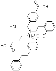 4-[[(4-Carboxybutyl)[2-[2-[[4-(2-phenylethyl)phenyl]methoxy-<sup>14</sup>C]phenyl]ethyl]amino]methyl]-benzoic acid hydrochloride molecular structure (CAS 1240669-95-7)